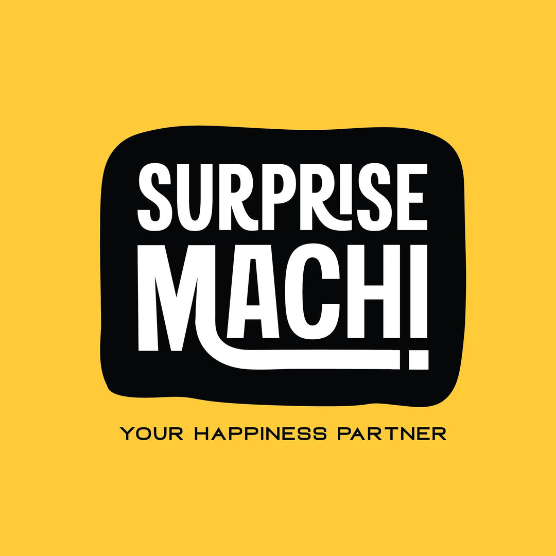 Logo of 'Surprise Machi' with text 'Your Happiness Partner' on a yellow background